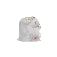 Orchids Flowers White Background Drawstring Pouches (xs)  by BangZart