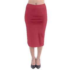 Usa Flag Red Blood Red Classic Solid Color  Midi Pencil Skirt by PodArtist