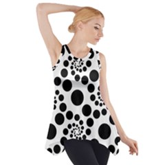 Dot Dots Round Black And White Side Drop Tank Tunic by BangZart