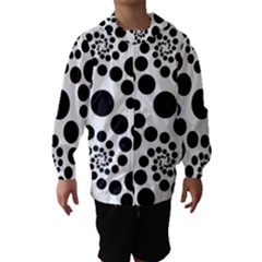 Dot Dots Round Black And White Hooded Wind Breaker (kids) by BangZart