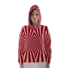 Sun Background Optics Channel Red Hooded Wind Breaker (women) by BangZart