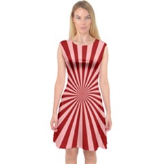 Sun Background Optics Channel Red Capsleeve Midi Dress by BangZart