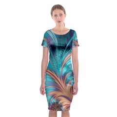 Feather Fractal Artistic Design Classic Short Sleeve Midi Dress by BangZart