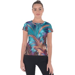 Feather Fractal Artistic Design Short Sleeve Sports Top 