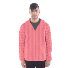 Christmas Red Velvet Mini Gingham Check Plaid Hooded Wind Breaker (men) by PodArtist