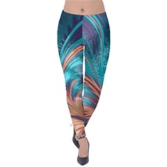 Feather Fractal Artistic Design Velvet Leggings by BangZart