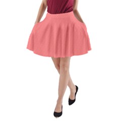 Christmas Red Velvet Mini Gingham Check Plaid A-line Pocket Skirt