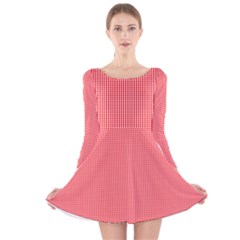 Christmas Red Velvet Mini Gingham Check Plaid Long Sleeve Velvet Skater Dress by PodArtist