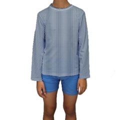 Silent Night Blue Mini Gingham Check Plaid Kids  Long Sleeve Swimwear