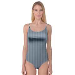 Silent Night Blue Mini Gingham Check Plaid Camisole Leotard  by PodArtist