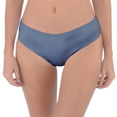 Silent Night Blue Mini Gingham Check Plaid Reversible Classic Bikini Bottoms