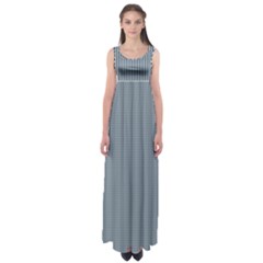 Silent Night Blue Mini Gingham Check Plaid Empire Waist Maxi Dress