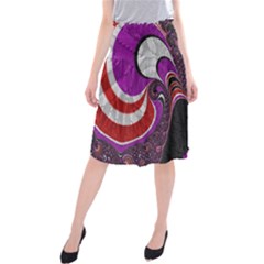 Fractal Art Red Design Pattern Midi Beach Skirt by BangZart