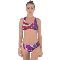 Fractal Art Red Design Pattern Criss Cross Bikini Set