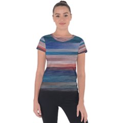 Background Horizontal Lines Short Sleeve Sports Top 