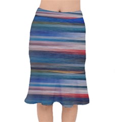 Background Horizontal Lines Mermaid Skirt by BangZart