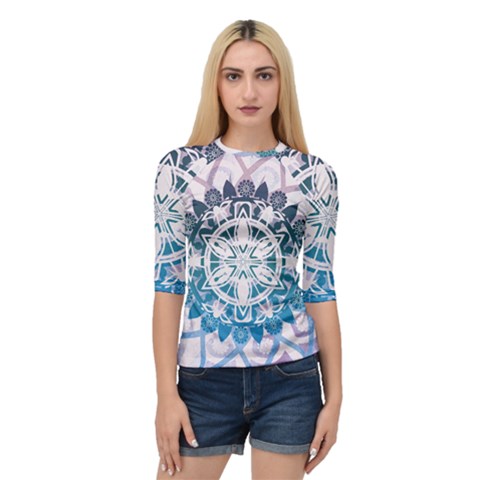 Mandalas Symmetry Meditation Round Quarter Sleeve Tee by BangZart