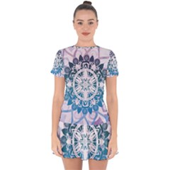 Mandalas Symmetry Meditation Round Drop Hem Mini Chiffon Dress