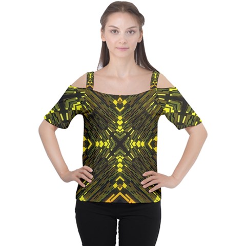 Abstract Glow Kaleidoscopic Light Women s Cutout Shoulder Tee by BangZart