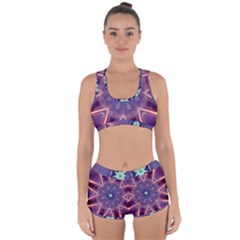 Abstract Glow Kaleidoscopic Light Racerback Boyleg Bikini Set