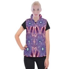 Abstract Glow Kaleidoscopic Light Women s Button Up Puffer Vest by BangZart