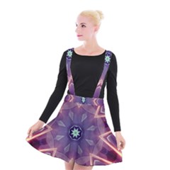 Abstract Glow Kaleidoscopic Light Suspender Skater Skirt