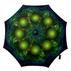 Retrotacular Rainbow Dots In A Fractal Microscope Hook Handle Umbrellas (medium) by jayaprime