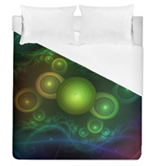 Retrotacular Rainbow Dots In A Fractal Microscope Duvet Cover (queen Size) by jayaprime