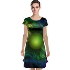 Retrotacular Rainbow Dots In A Fractal Microscope Cap Sleeve Nightdress by jayaprime