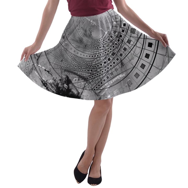 Fragmented Fractal Memories and Gunpowder Glass A-line Skater Skirt