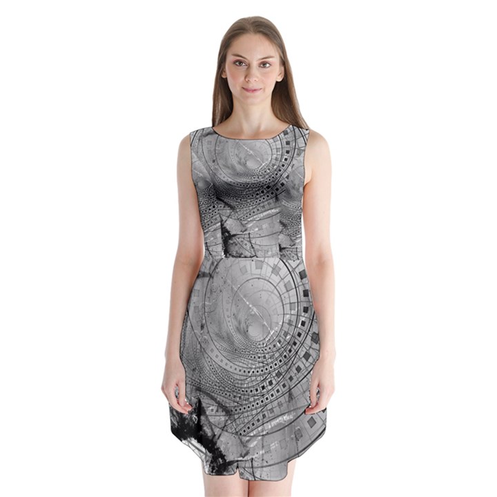 Fragmented Fractal Memories and Gunpowder Glass Sleeveless Chiffon Dress  