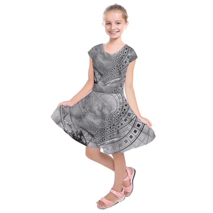 Fragmented Fractal Memories and Gunpowder Glass Kids  Short Sleeve Dress