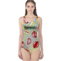 SkyBlue & Yellow POP ART One Piece Swimsuit View1