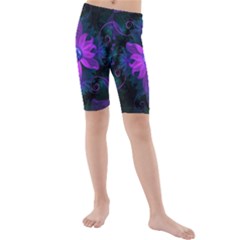 Beautiful Ultraviolet Lilac Orchid Fractal Flowers Kids  Mid Length Swim Shorts by jayaprime