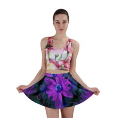 Beautiful Ultraviolet Lilac Orchid Fractal Flowers Mini Skirt by jayaprime