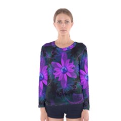 Beautiful Ultraviolet Lilac Orchid Fractal Flowers Women s Long Sleeve Tee