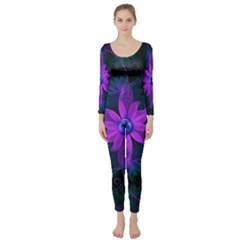 Beautiful Ultraviolet Lilac Orchid Fractal Flowers Long Sleeve Catsuit by jayaprime