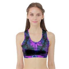 Beautiful Ultraviolet Lilac Orchid Fractal Flowers Sports Bra With Border by jayaprime