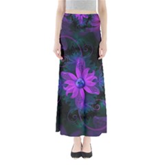 Beautiful Ultraviolet Lilac Orchid Fractal Flowers Full Length Maxi Skirt by jayaprime