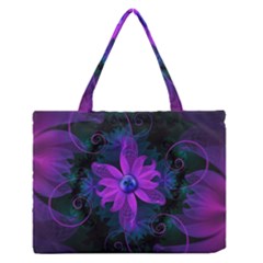 Beautiful Ultraviolet Lilac Orchid Fractal Flowers Medium Zipper Tote Bag by jayaprime