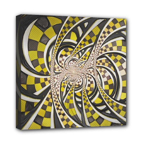 Liquid Taxi Cab, A Yellow Checkered Retro Fractal Mini Canvas 8  X 8  by jayaprime