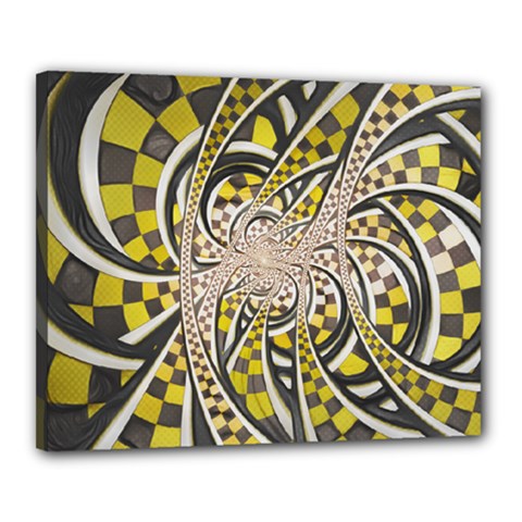 Liquid Taxi Cab, A Yellow Checkered Retro Fractal Canvas 20  X 16  by jayaprime