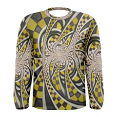 Liquid Taxi Cab, A Yellow Checkered Retro Fractal Men s Long Sleeve Tee by jayaprime