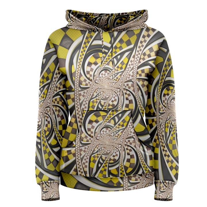 Liquid Taxi Cab, a Yellow Checkered Retro Fractal Women s Pullover Hoodie