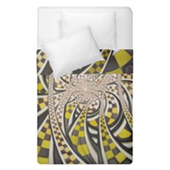 Liquid Taxi Cab, A Yellow Checkered Retro Fractal Duvet Cover Double Side (single Size) by jayaprime