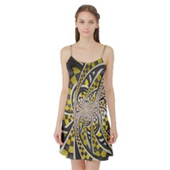 Liquid Taxi Cab, A Yellow Checkered Retro Fractal Satin Night Slip by jayaprime