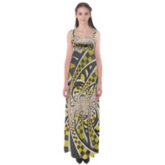 Liquid Taxi Cab, A Yellow Checkered Retro Fractal Empire Waist Maxi Dress by jayaprime