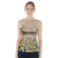 Liquid Taxi Cab, A Yellow Checkered Retro Fractal Racer Back Sports Top by jayaprime