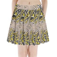 Liquid Taxi Cab, A Yellow Checkered Retro Fractal Pleated Mini Skirt by jayaprime