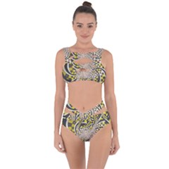 Liquid Taxi Cab, A Yellow Checkered Retro Fractal Bandaged Up Bikini Set 